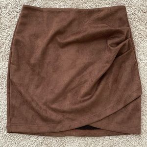 Brown suede high-rise skirt